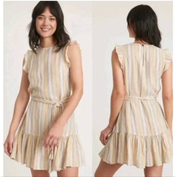 Marine Layer Dresses & Skirts - Marine Layer Laney Mini Dress Beachy Stripe Linen Belt Pink Blue Women Cream S